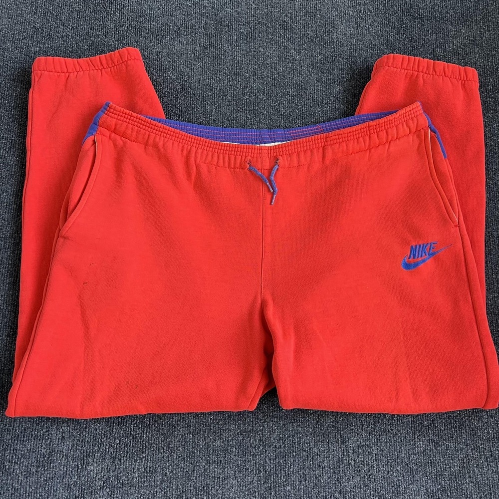 Rare‎ Vintage 90s Nike Force Sweatpants Men XL Red Purple Fleece Joggers